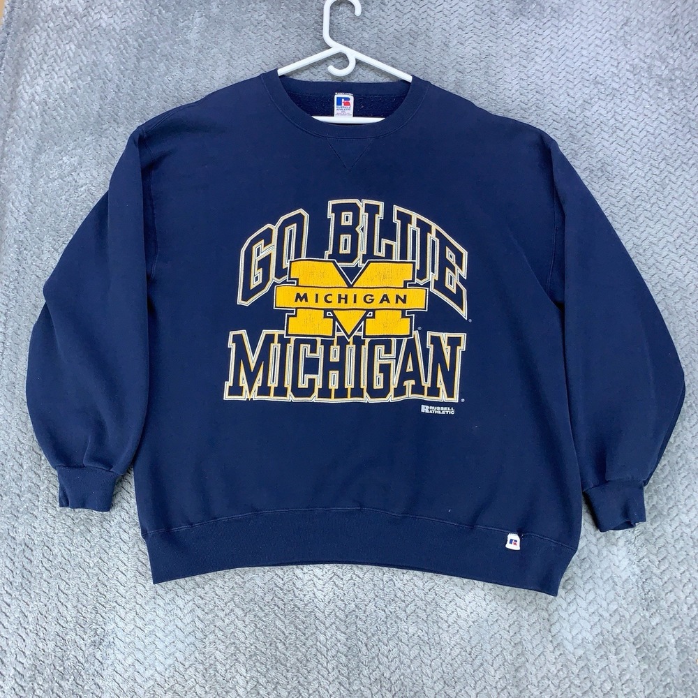 Vintage University of Michigan Wolverines Crewneck Sweatshirt Size 2XL Blue 90's